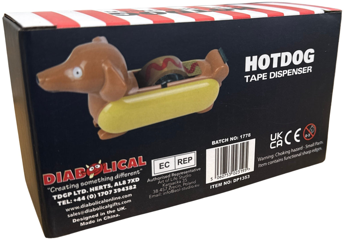 Hotdog Tape Dispenser w/ 3 Rolls Ketchup Tape Funny Novelty Desk Gag Gift 🌭😂