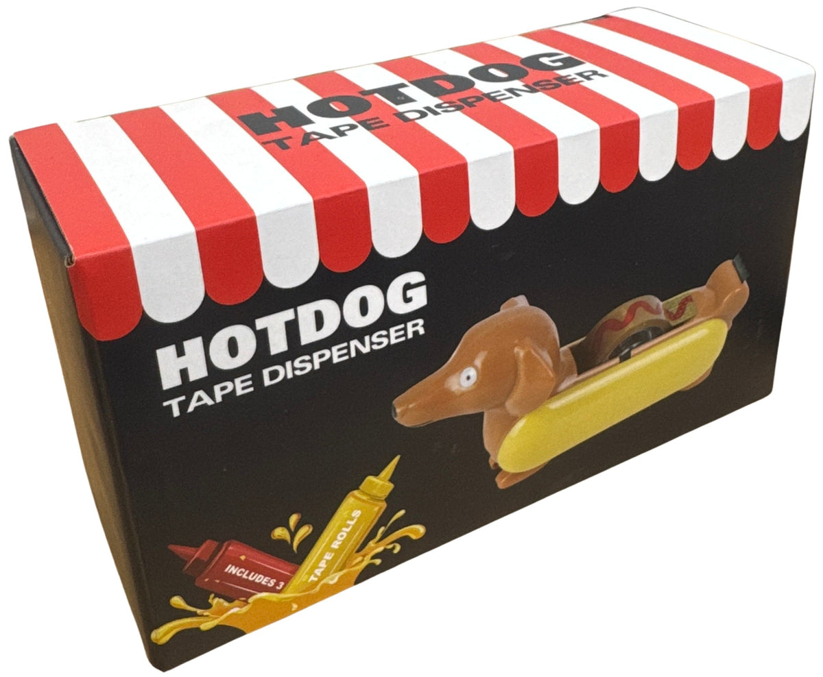 Hotdog Tape Dispenser w/ 3 Rolls Ketchup Tape Funny Novelty Desk Gag Gift 🌭😂