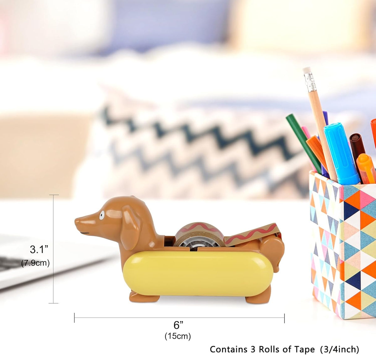 Hotdog Tape Dispenser w/ 3 Rolls Ketchup Tape Funny Novelty Desk Gag Gift 🌭😂