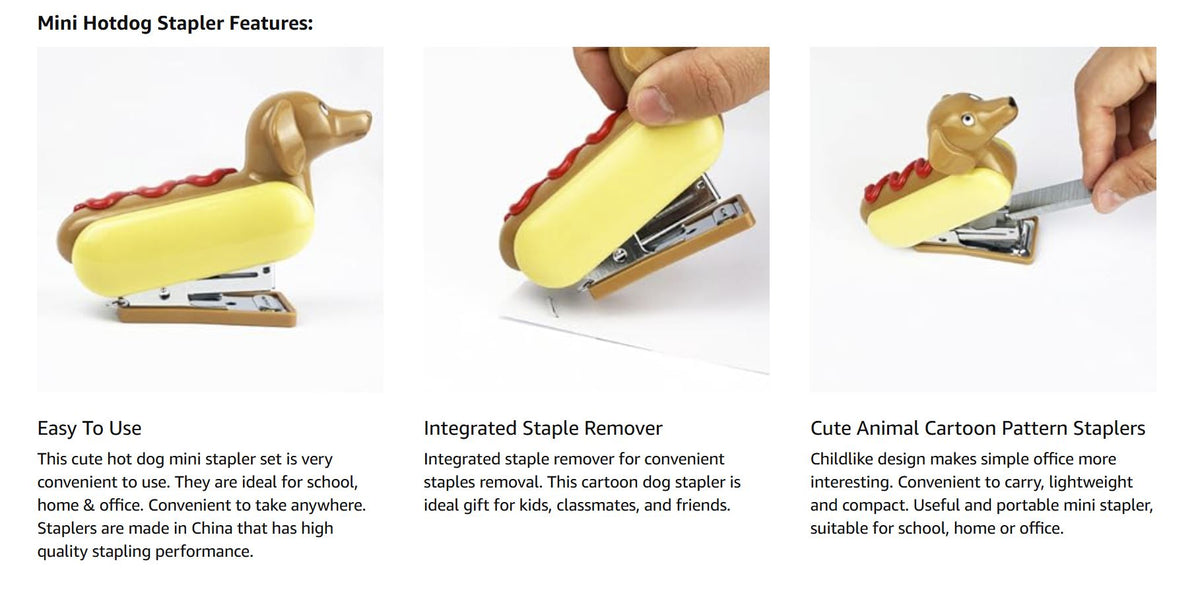 Hotdog Stapler Funny Novelty Office Desk Gag Gift w/ 1000 Staples  & Remover🌭📎