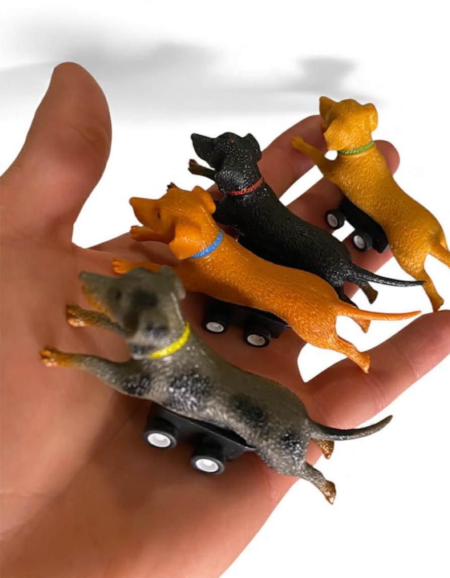 🐶 Racing Wiener Dogs Set of 4 🌭💨 Pull Back Hot Dog Racers Funny Gag Play Toys