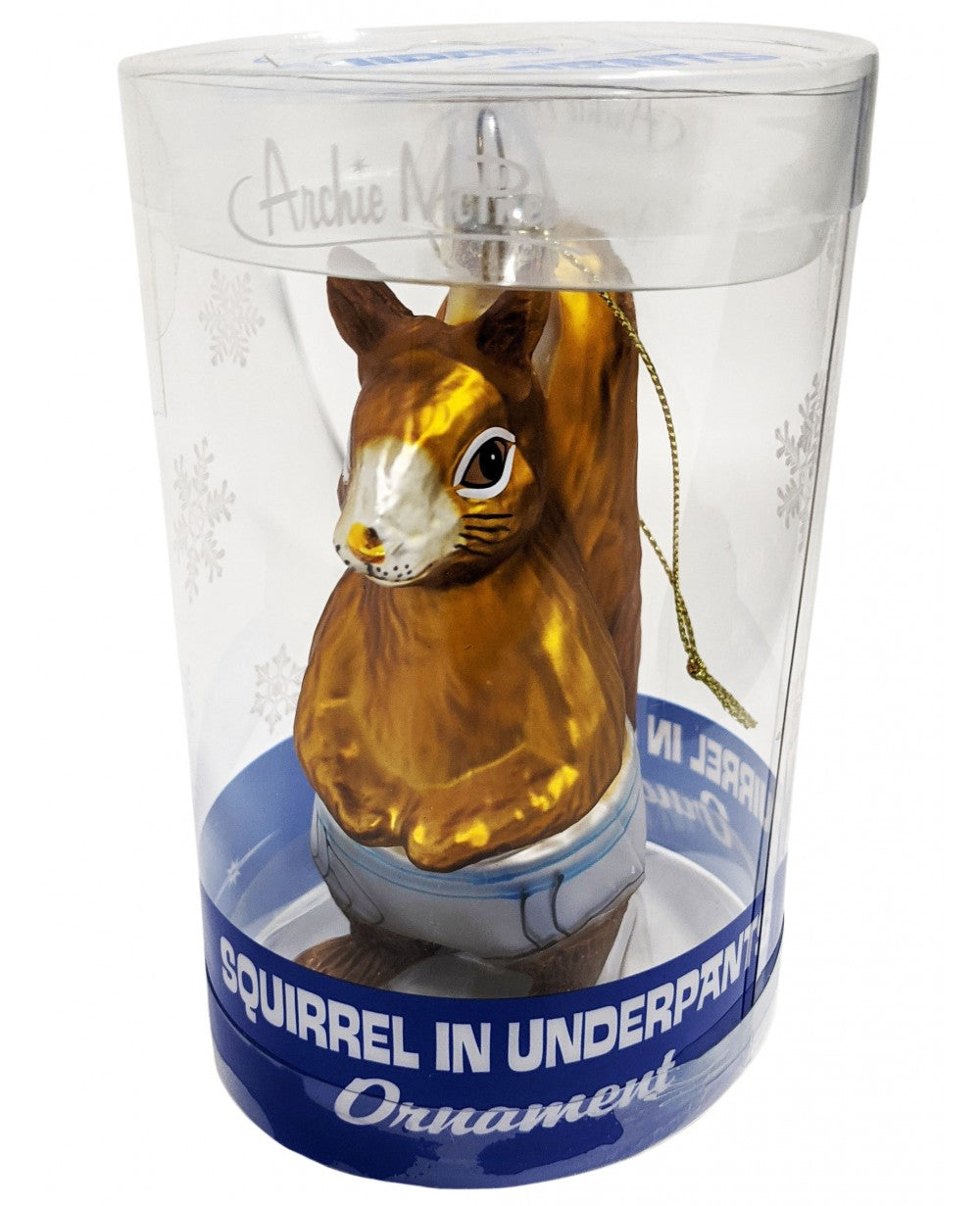 Squirrel in Underpants Ornament - Holiday Hand-Blown Glass Art ® Archie McPhee