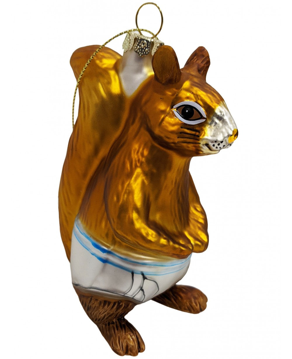 Squirrel in Underpants Ornament - Holiday Hand-Blown Glass Art ® Archie McPhee