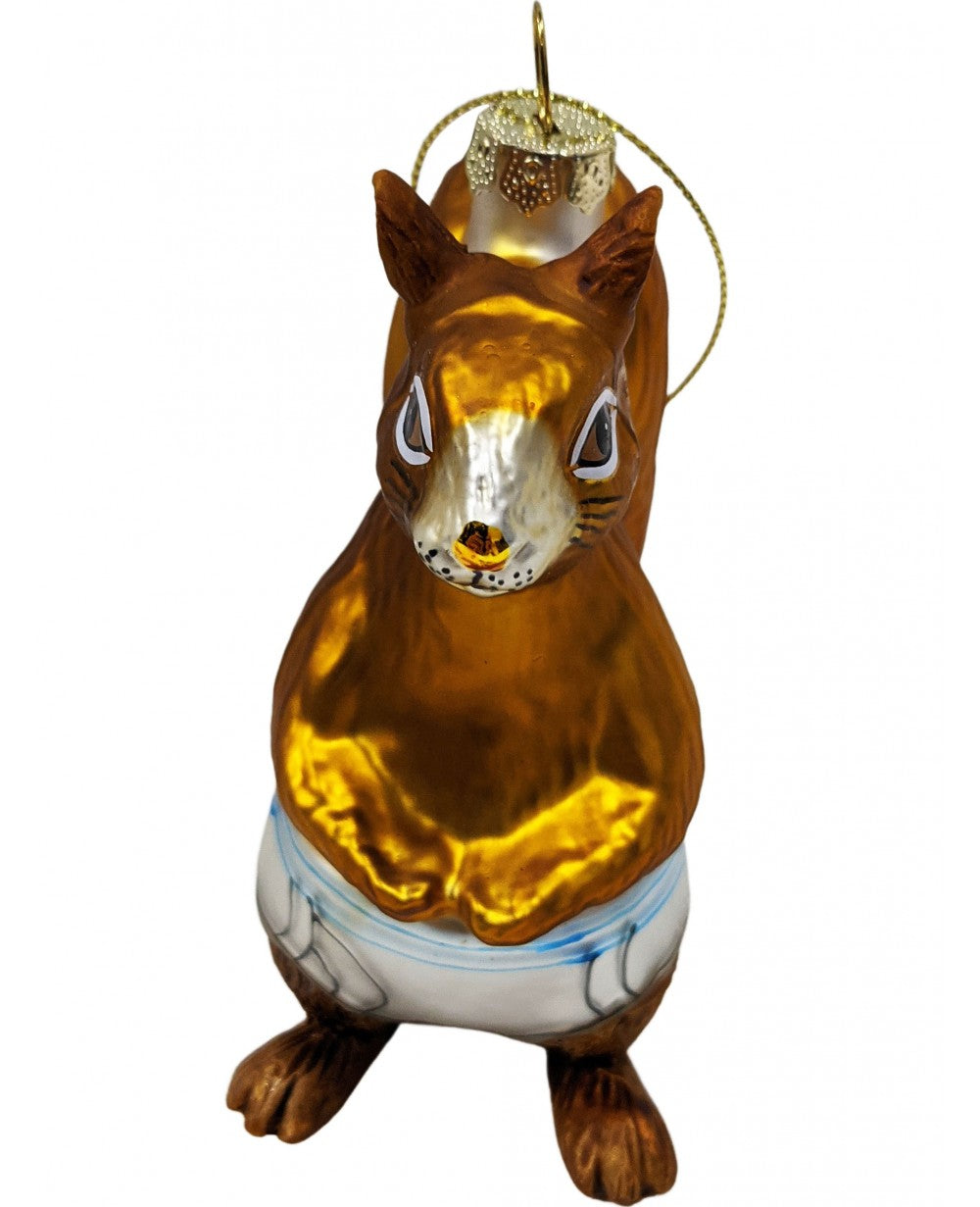 Squirrel in Underpants Ornament - Holiday Hand-Blown Glass Art ® Archie McPhee