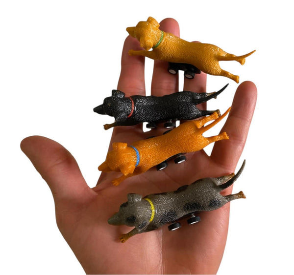 🐶 Racing Wiener Dogs Set of 4 🌭💨 Pull Back Hot Dog Racers Funny Gag Play Toys