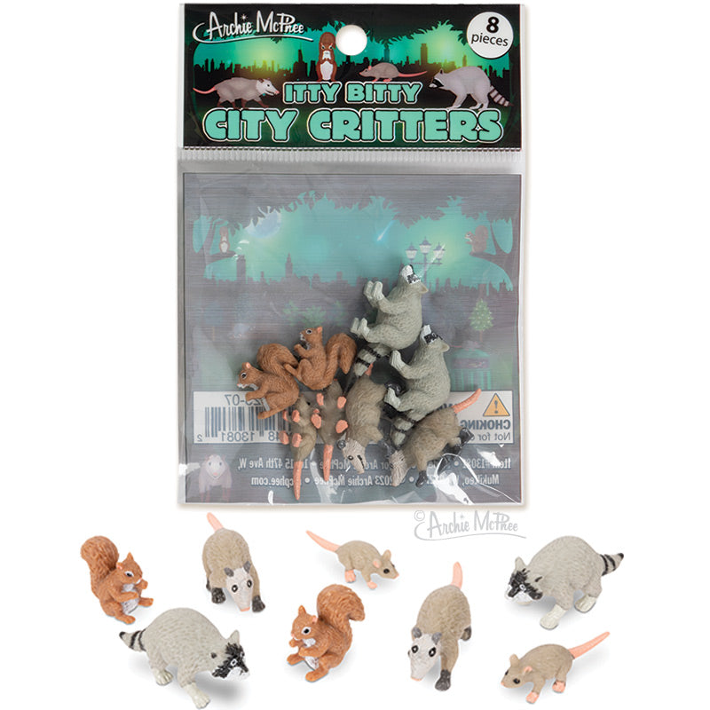 Itty Bitty City Critters (Bag of 8) - Miniature Animal Figurines - Archie McPhee