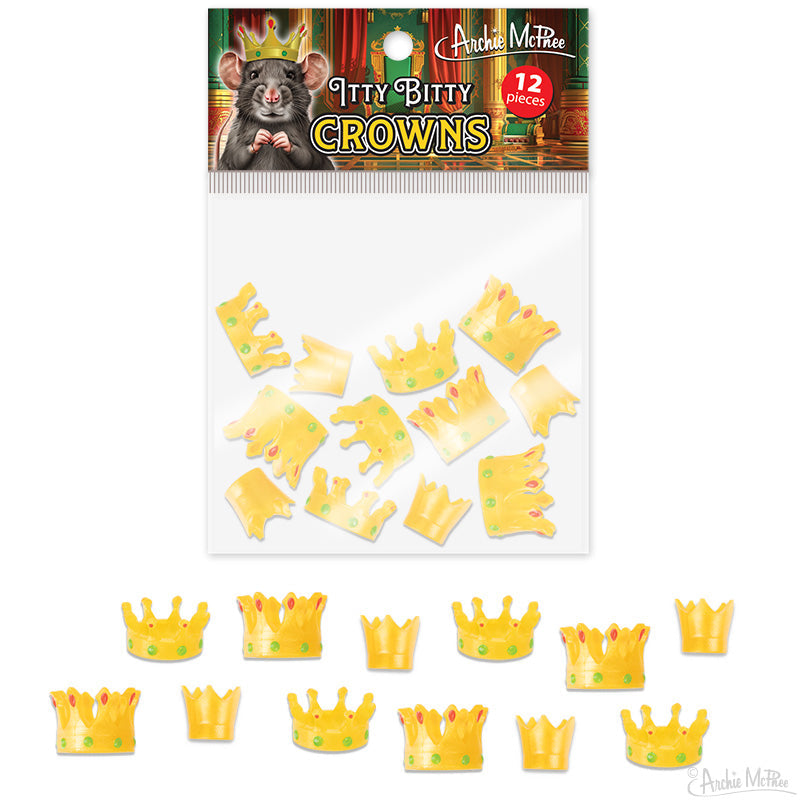 Itty Bitty Crowns (Bag of 12)  King & Queen Finger Figurines - Archie McPhee