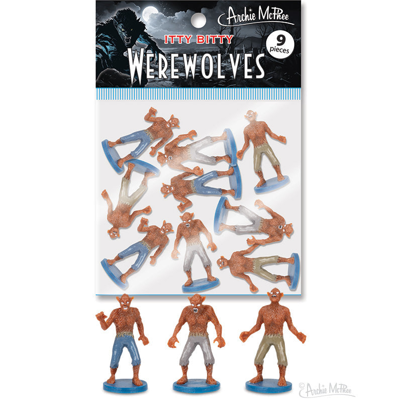 Itty Bitty Werewolves (Bag of 9) - Mini Action Statue Figurines - Archie McPhee