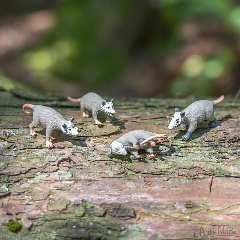 Itty Bitty Possums (Bag of 8) - Miniature Animal Figurine Toys - Archie McPhee