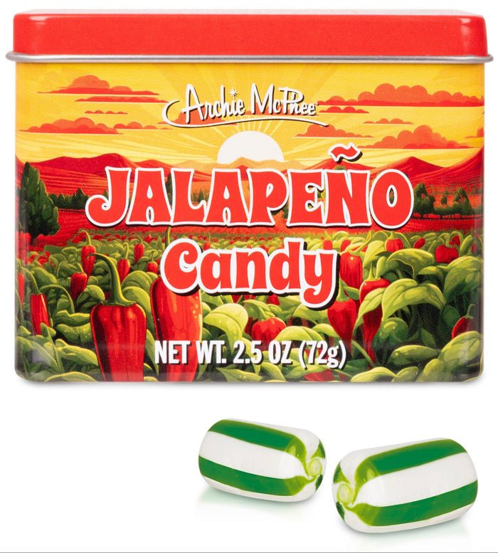 🌶️ Jalapeño Flavored Hard Candy in Tin 2.5 oz – Spicy Pepper Novelty Gag Gift🔥 - Archie McPhee
