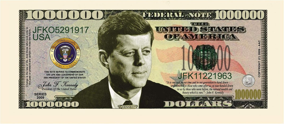 1000 TOTAL JFK John F. Kennedy Commemorative Million Dollar Money Novelty Bills