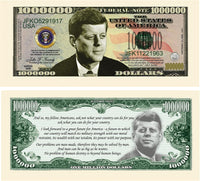 100 TOTAL JFK John F. Kennedy Commemorative Million Dollar Money Novelty Bills