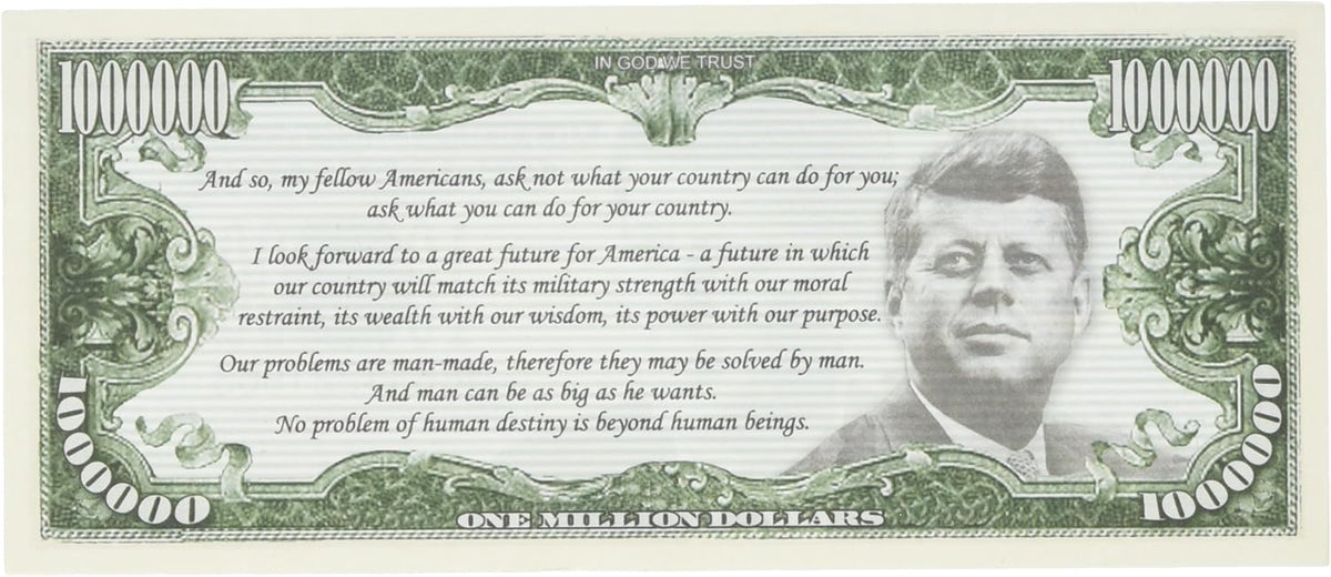 10 TOTAL - JFK John F. Kennedy Commemorative Million Dollar Money Novelty Bills