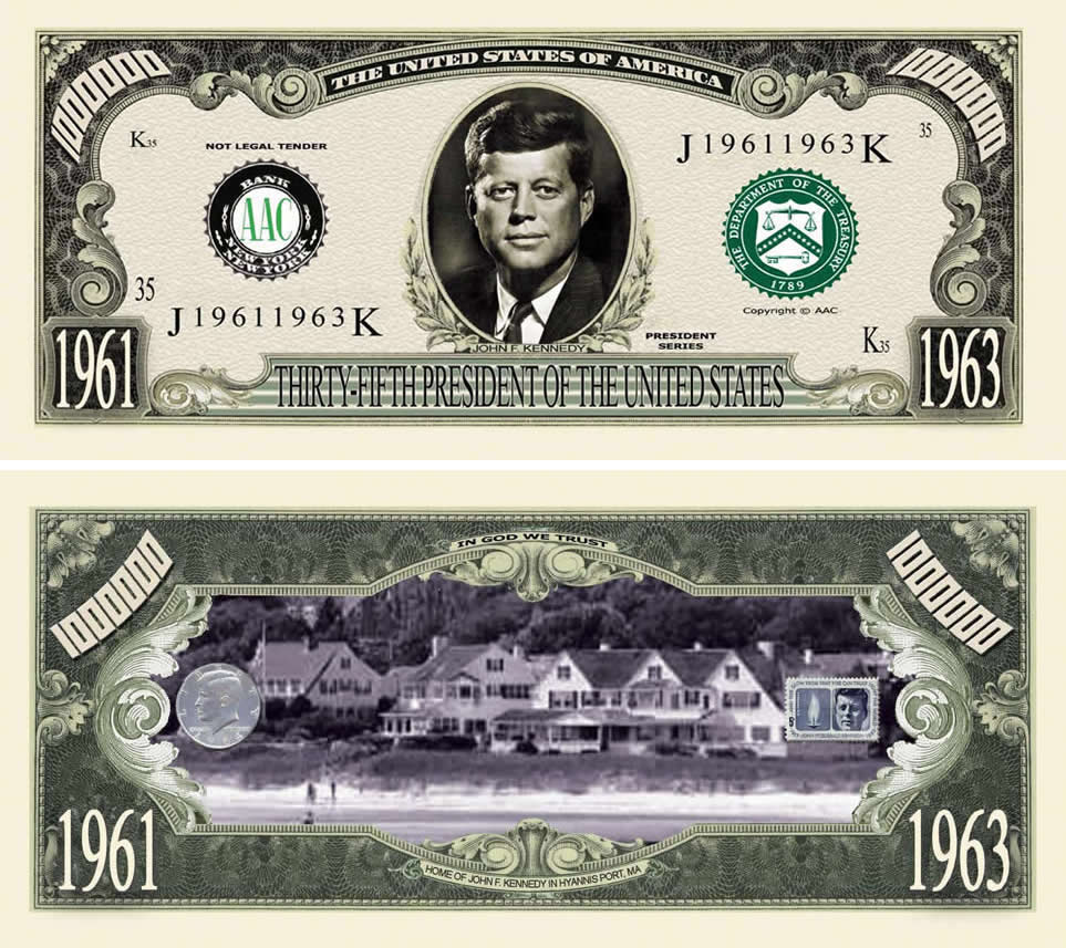10 TOTAL - JFK John F. Kennedy Million Dollar Money Novelty Party Play Bills