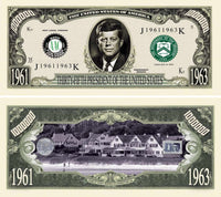 100 TOTAL  John F. Kennedy Million Dollar Money Novelty Party Play Bills JFK