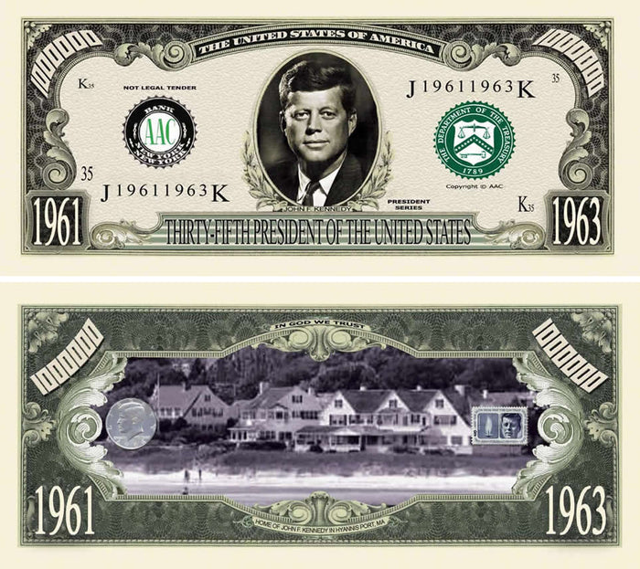 100 TOTAL  John F. Kennedy Million Dollar Money Novelty Party Play Bills JFK