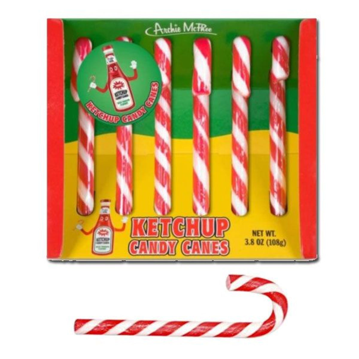 KETCHUP Candy Canes - GROSS NASTY! Gag Prank Joke Christmas Gift - Archie McPhee