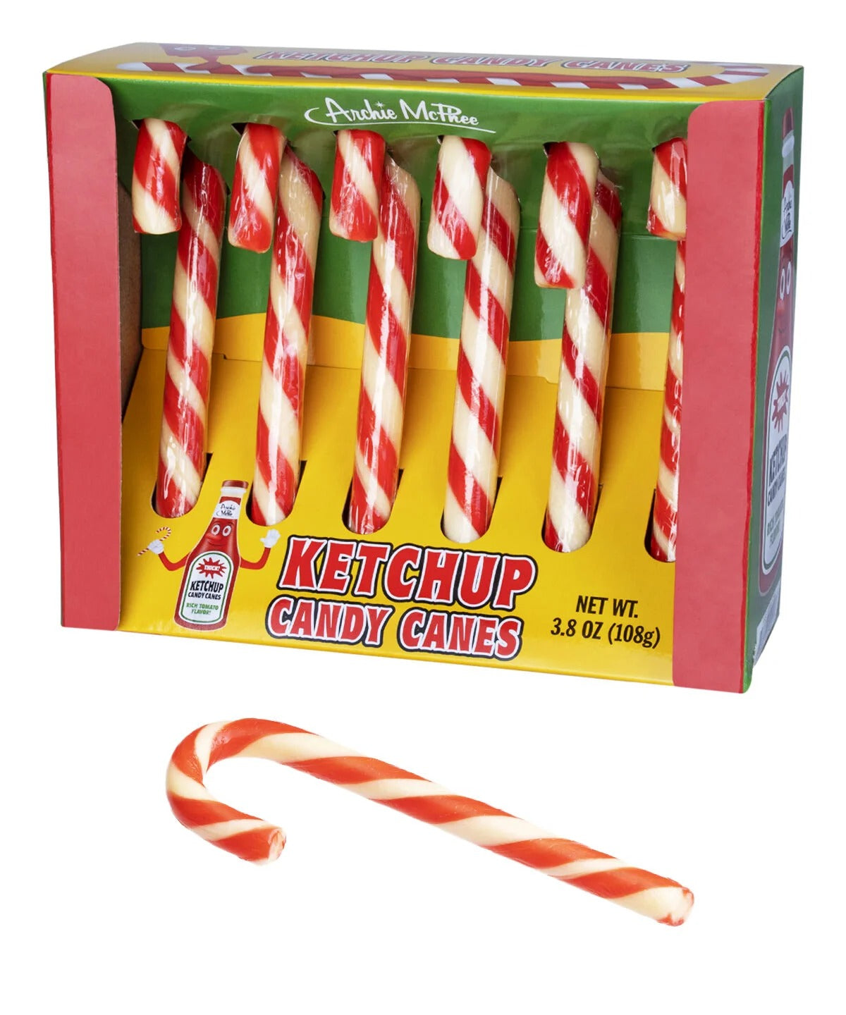 KETCHUP Candy Canes - GROSS NASTY! Gag Prank Joke Christmas Gift - Archie McPhee