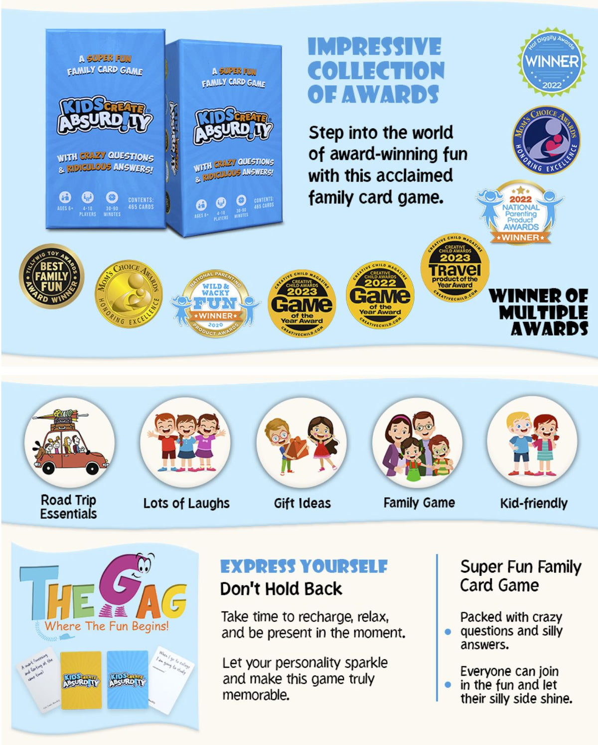 👨‍👩‍👧‍👦 Kids Create Absurdity Funny Card Game for Childs Kids Family Game 😂