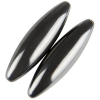 A pair of shiny, elongated oval magnets made from hematite are often used as fidget toys. These captivating magnet toys, known as the Magnetic Rattlesnake Eggs - 2 Pack - Magic Fidget Stress Toy, enthrall users with their mesmerizing motion and calming sounds.
