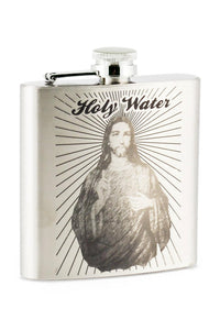 JESUS HOLY WATER Stainless Steel Hip Flask 6oz - Drinking Gag Novelty Joke Gift