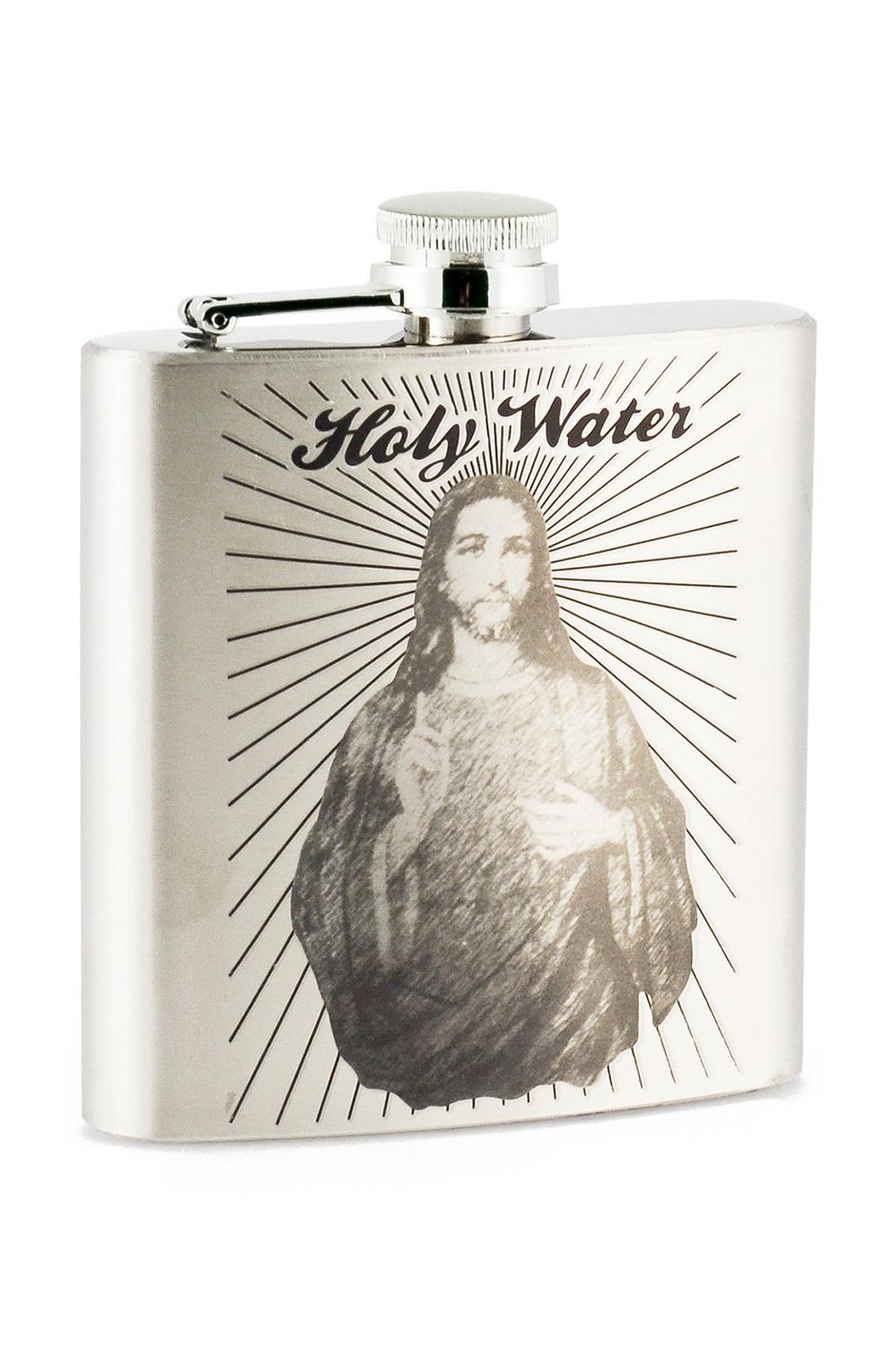 JESUS HOLY WATER Stainless Steel Hip Flask 6oz - Drinking Gag Novelty Joke Gift