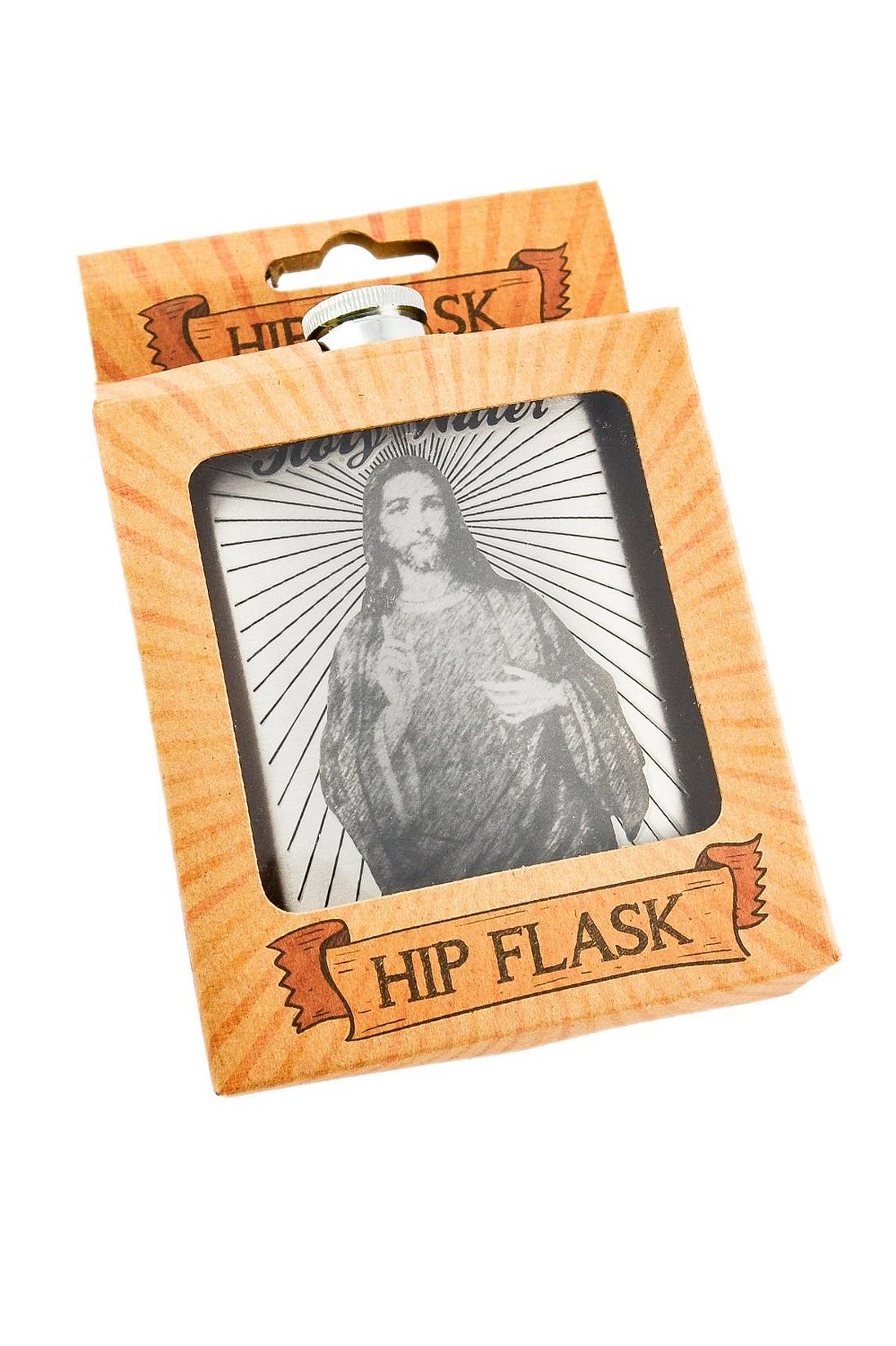 JESUS HOLY WATER Stainless Steel Hip Flask 6oz - Drinking Gag Novelty Joke Gift