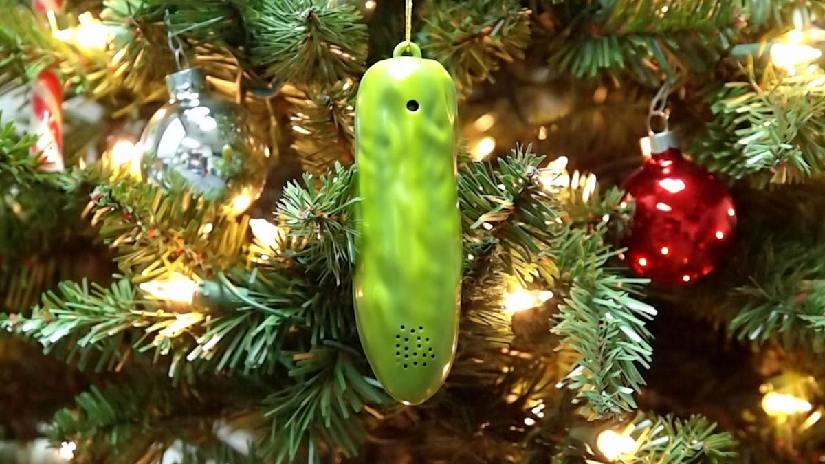 YODELLING Lucky Christmas Pickle Ornament - Musical Sounds - Archie McPhee