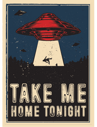 UFO ALIEN SPACESHIP "Take Me Home" Fridge Car Magnet - 3.5" x 2.5" Made in USA