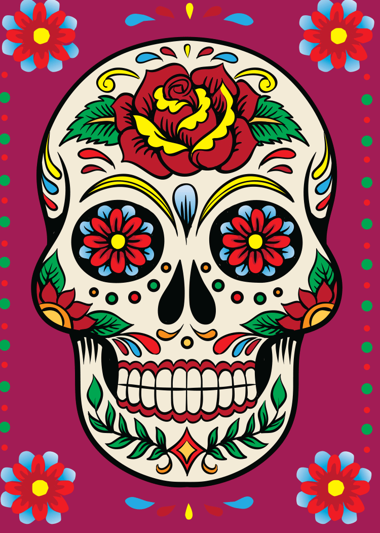 Mexican Sugar Skull Fridge Magnet Kitchen Home Decor - 3.5" x 2.5" Made in USA