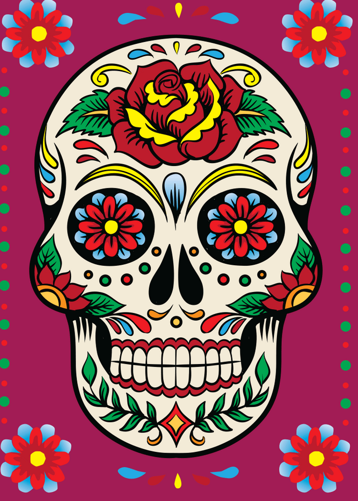 Mexican Sugar Skull Fridge Magnet Kitchen Home Decor - 3.5" x 2.5" Made in USA