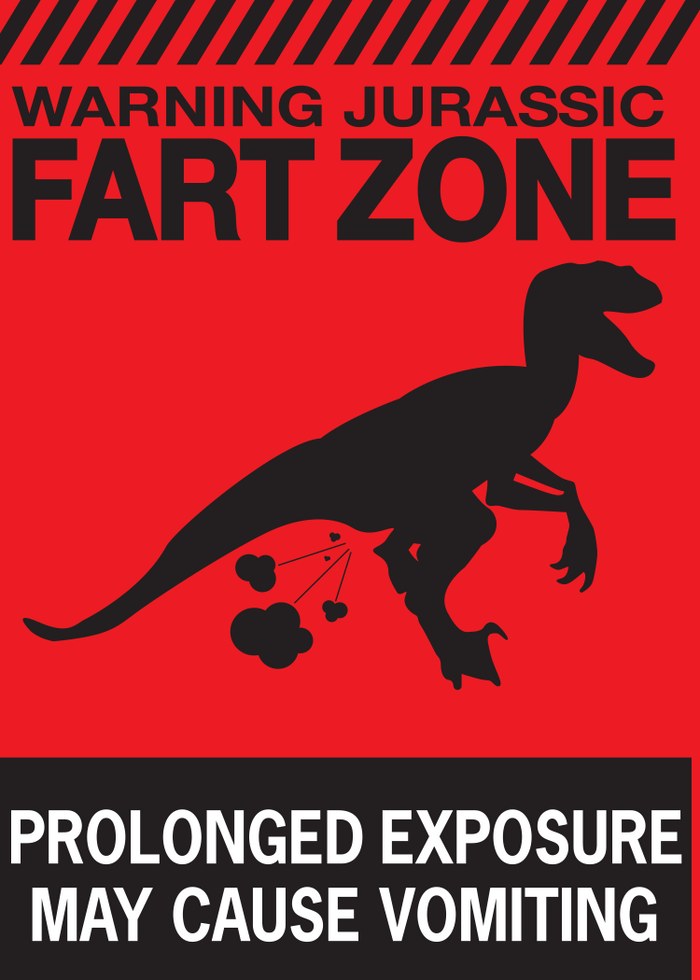 Jurassic Fart Zone Fridge Magnet Kitchen Home Decor - 3.5" x 2.5" Made in USA