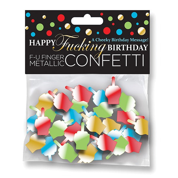 Middle Finger Happy F%#king Birthday Metallic Confetti Funny Naughty Party Bling