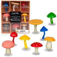 A Collection of Mini Garden Mushrooms - 8pc Tiny Fairy Figurines- Archie McPhee