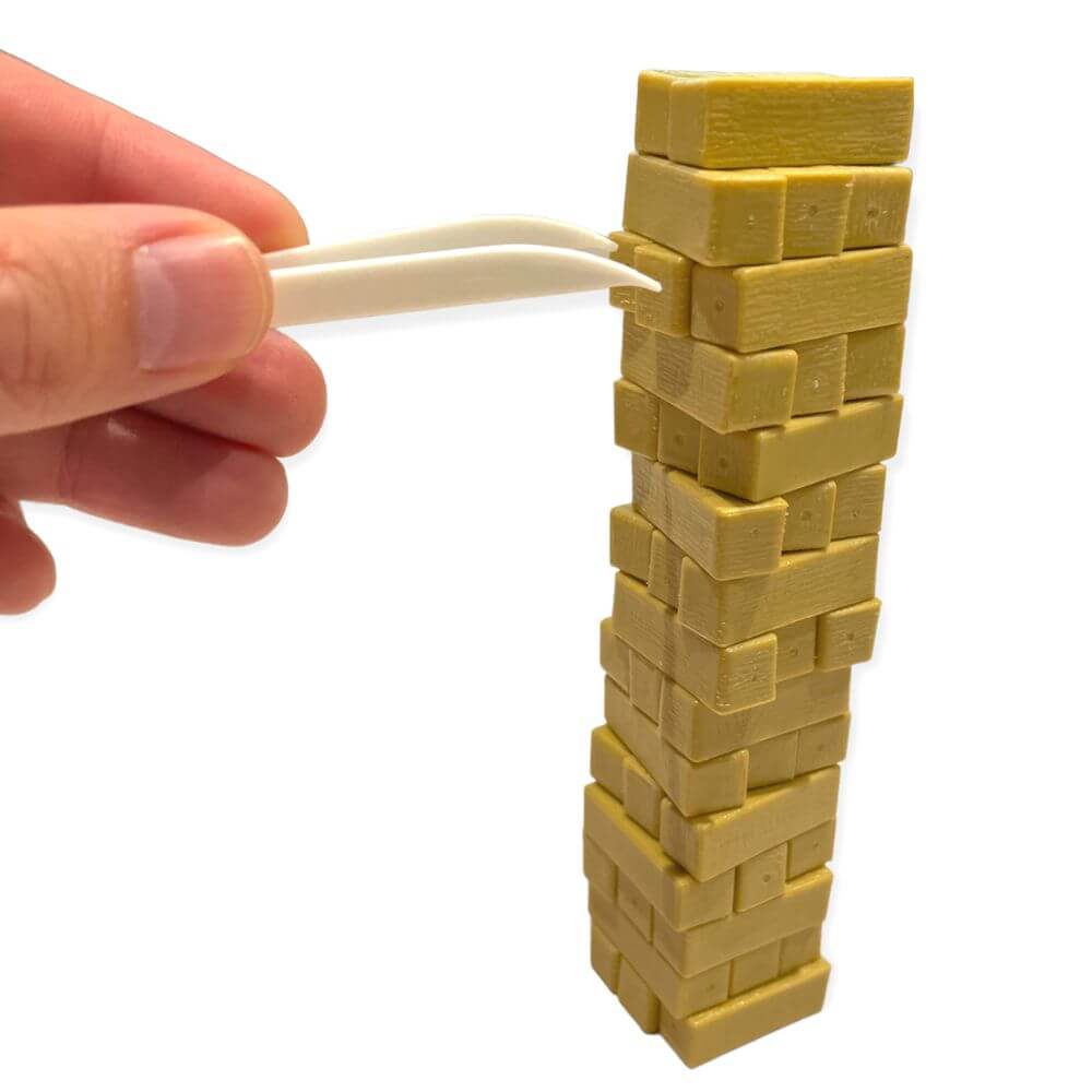 🧱 Mini Topple Tower Game With Tweezers 🎯 Tiny Block Stacking Travel Challenge