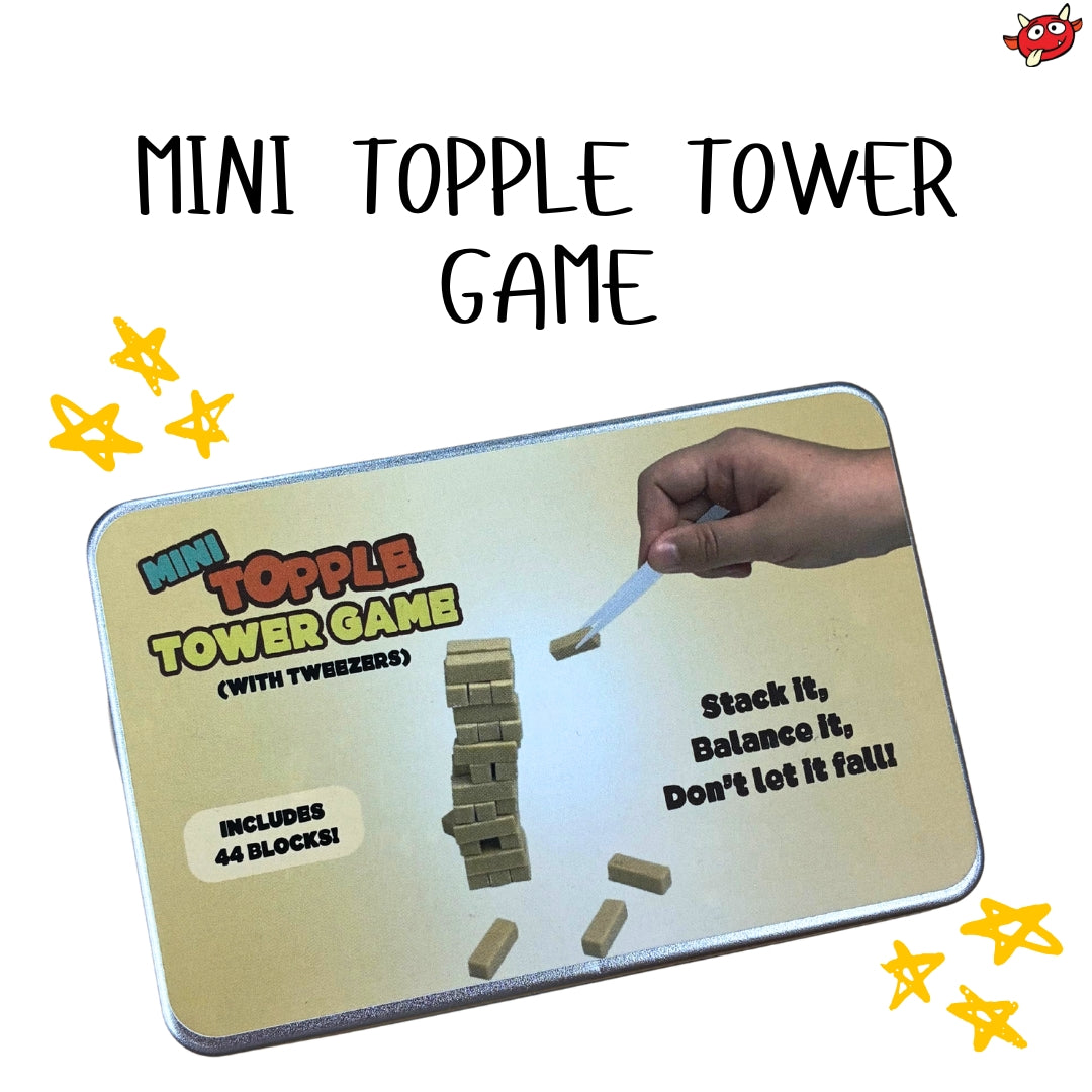 🧱 Mini Topple Tower Game With Tweezers 🎯 Tiny Block Stacking Travel Challenge
