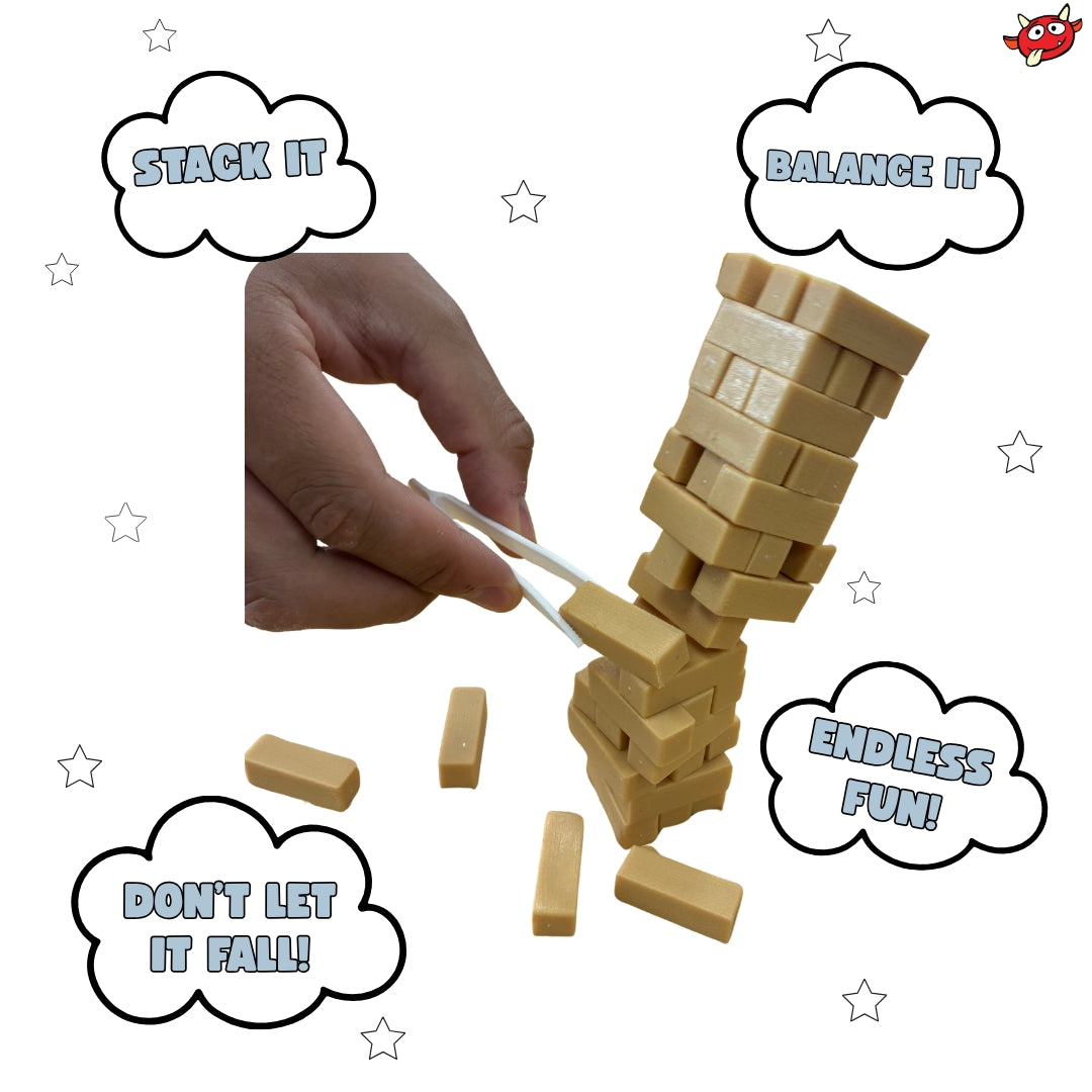 🧱 Mini Topple Tower Game With Tweezers 🎯 Tiny Block Stacking Travel Challenge