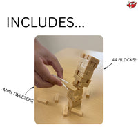 🧱 Mini Topple Tower Game With Tweezers 🎯 Tiny Block Stacking Travel Challenge