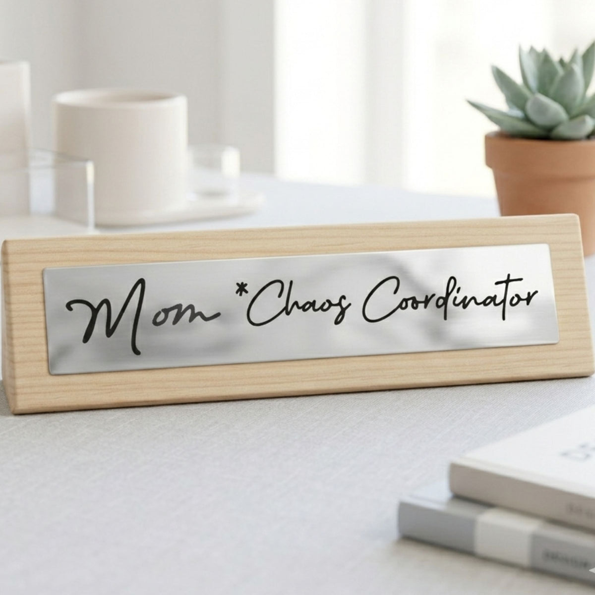 ❤️ Mom "CHAOS" Wooden Desk Sign 👩‍ Home Office Humor Mother’s Day Funny Gift 🎁