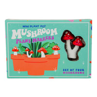 4-pk Mini Mushroom Plant Pot Markers Figurine Statues - Cute Fun Decorations