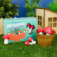 4-pk Mini Mushroom Plant Pot Markers Figurine Statues - Cute Fun Decorations