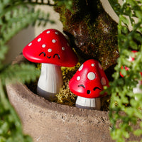 4-pk Mini Mushroom Plant Pot Markers Figurine Statues - Cute Fun Decorations