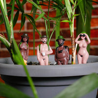 4-pk Mini Naked Ramblers Planter Figurines - Cheeky Plant Pot Marker Decorations