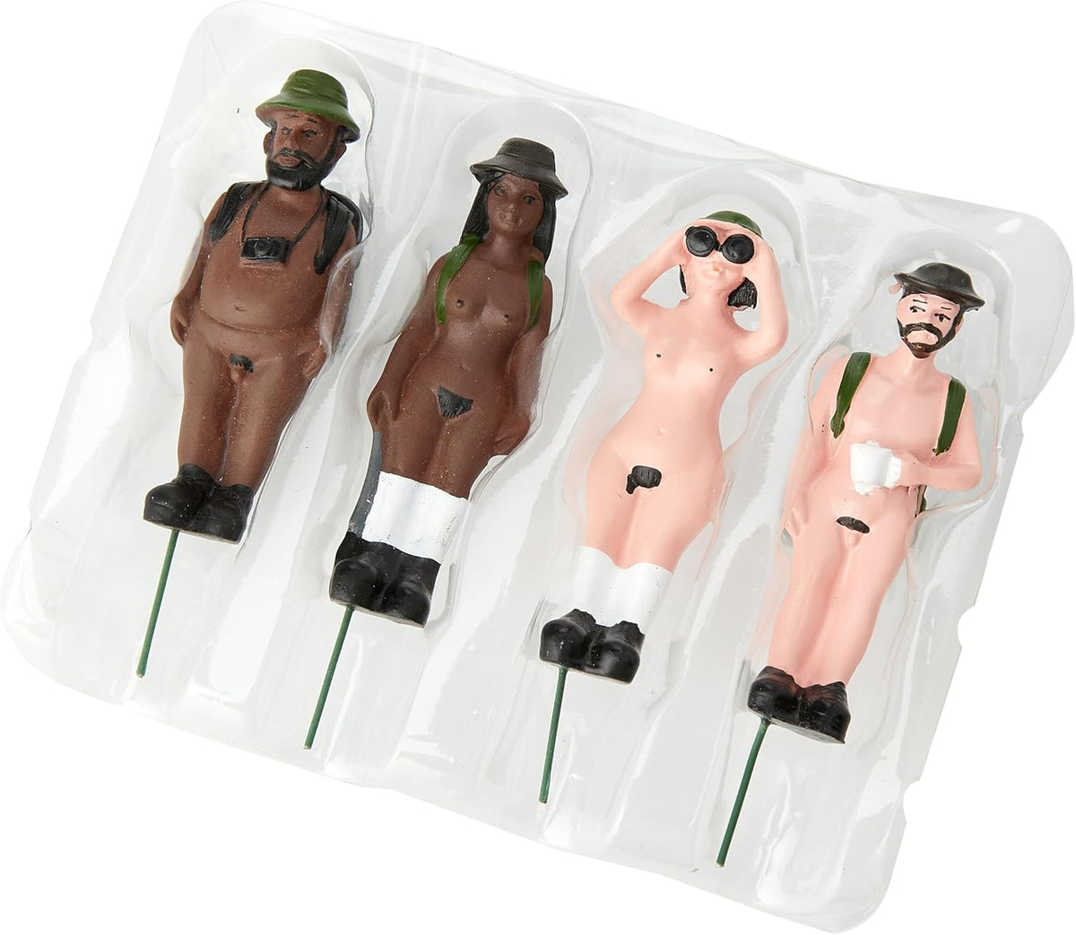 4-pk Mini Naked Ramblers Planter Figurines - Cheeky Plant Pot Marker Decorations