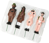 4-pk Mini Naked Ramblers Planter Figurines - Cheeky Plant Pot Marker Decorations