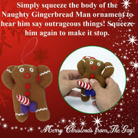 🍪 Naughty Talking Gingerbread Man Ornament 🎄 Dirty Adult Holiday Gag Gift 🎁