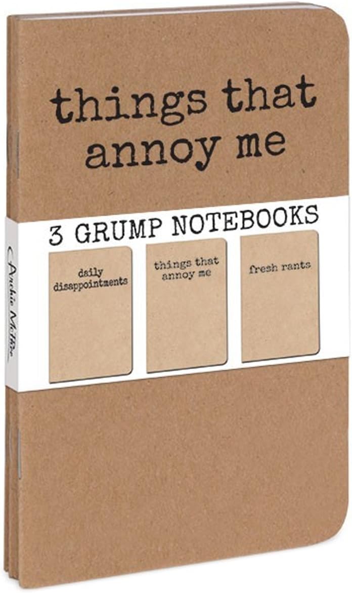 GRUMPY 3PK Annoyed Rant Journal Notebook Diary Sketchbooks - Archie McPhee