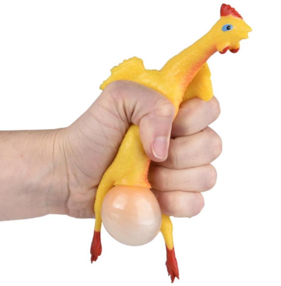 Chicken N' Egg Squeeze Stress Squishy Toy - Hidden Egg Pops out!  Classic Gag