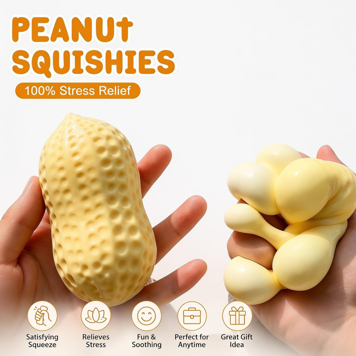 Share 🥜 Stress Nuts Squishy Peanut Stress Ball Funny Gag Gift Office Desk Fidget Toy