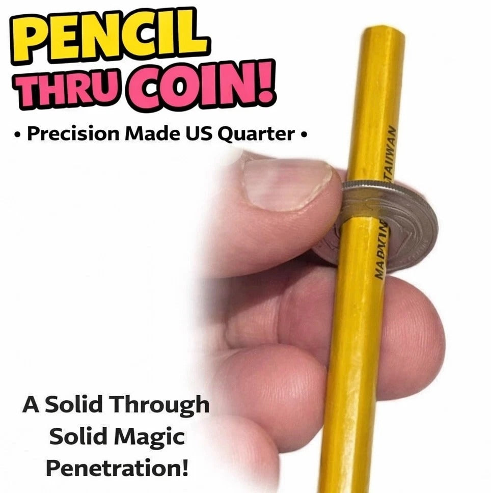 ✨ Pen-Thru-Quarter Magic Coin Trick 👀 Melt Metal Like a Wizard! ✨😲